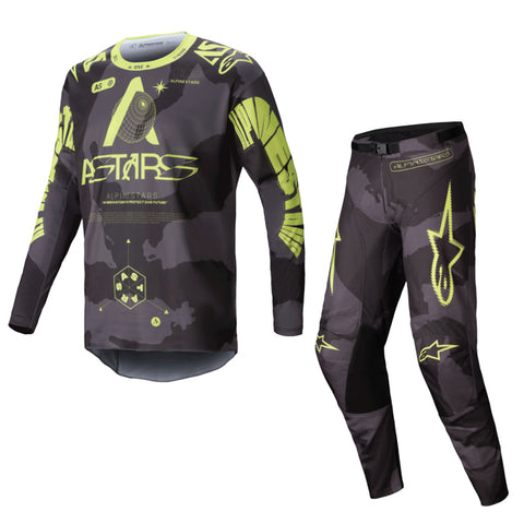 2025 Alpinestars Racer Hollow Dark Camo Yellow Fluo Kit Combo