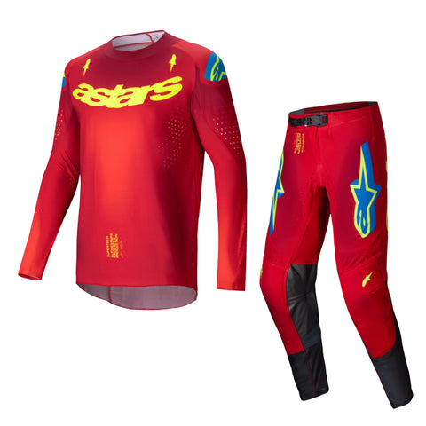 2025 Alpinestars Supertech Maker Bright Red Yellow Fluo Kit Combo