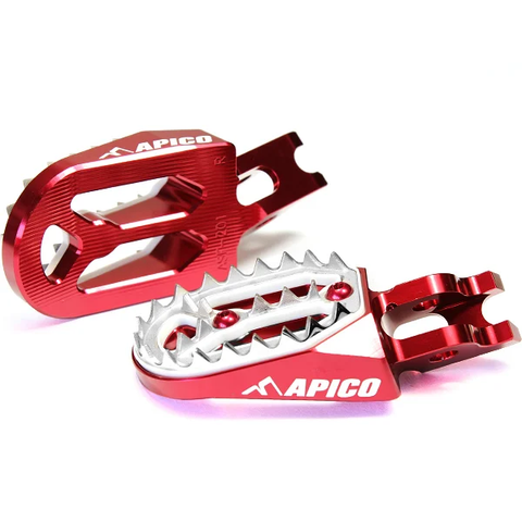 Apico Pro Bite Anodised Wide Foot Pegs - Honda Red