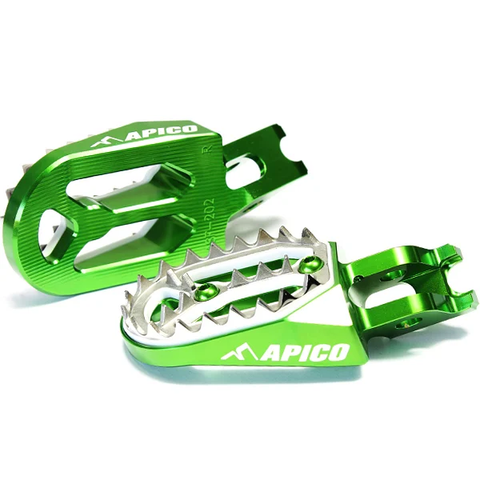 Apico Pro Bite Anodised Wide Foot Pegs - Kawasaki Green