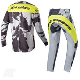 Alpinestars Youth Racer Tactical Cast Gray Camo Yellow Fluo Motocross Kit Combo