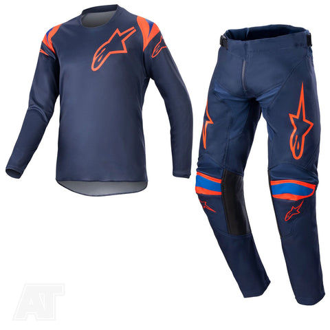 Alpinestars Youth Racer Narin Night Navy Hot Orange Motocross Kit Combo