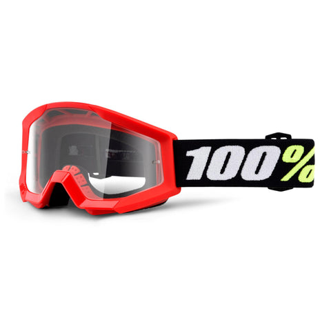 100% Strata 2 Mini Goggles Clear Lens - Red