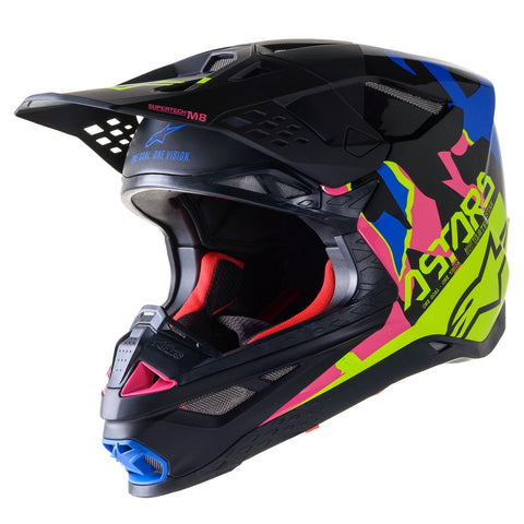 Alpinestars Helmet Supertech SM8 Echo Blue Yellow Pink