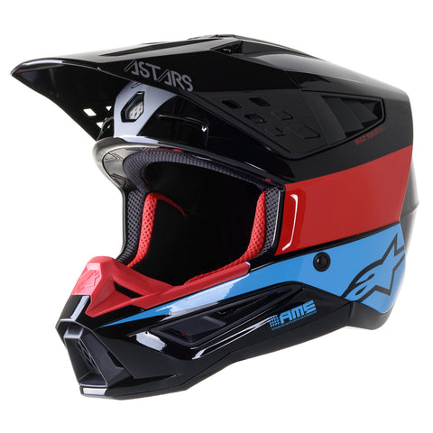 Alpinestars Helmet SM5 Supertech Bond Black Red Cyan Gloss Helmet