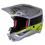 Alpinestars Helmet SM5 Supertech Bond Silver Yellow Flo Green Gloss Helmet