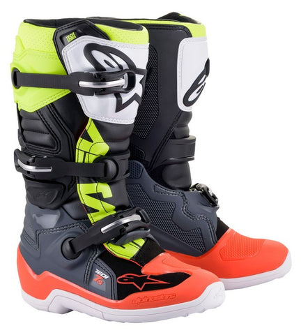 Alpinestars Tech 7S Youth Boots  Grey Red Flo Yellow