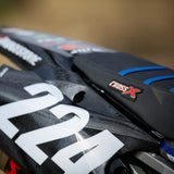 CrossX Stripe Yamaha Blue Black Black Ribbed Seat Cover