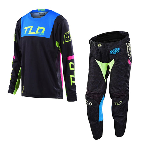 Troy Lee Designs GP Youth Fractura Black Flo Yellow Kit Combo