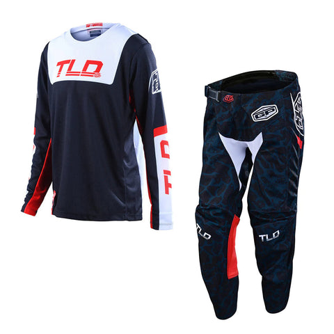 Troy Lee Designs GP Youth Fractura Navy Red Kit Combo