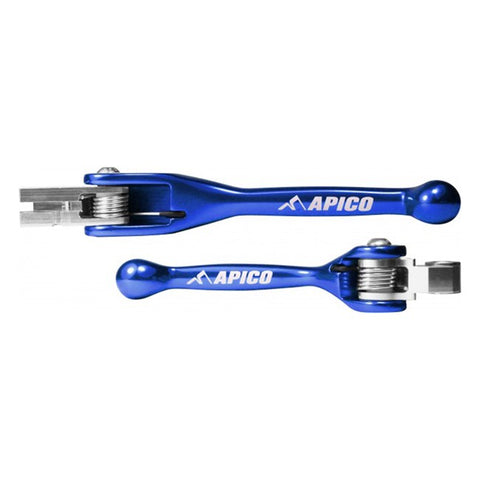 Apico Flexi FoldBack Brake & Clutch Lever Set - Blue Husqvarna
