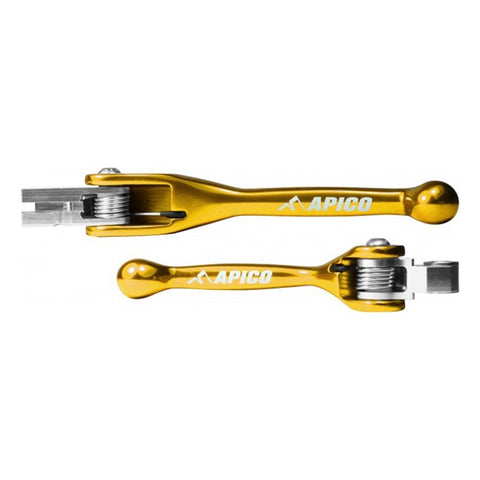 Apico Flexi FoldBack Brake & Clutch Lever Set - Yellow Suzuki