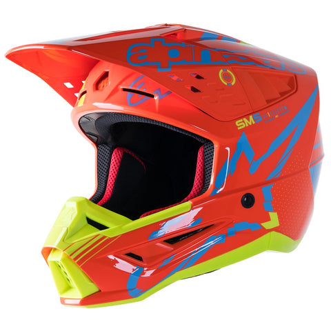 Alpinestars Helmet SM5 Action Bright Orange Fluo Cyan Yellow Helmet
