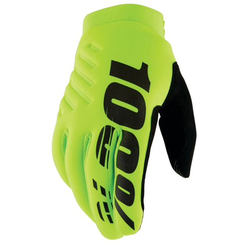 100% Brisker Cold Weather Youth Gloves - Flo Yellow