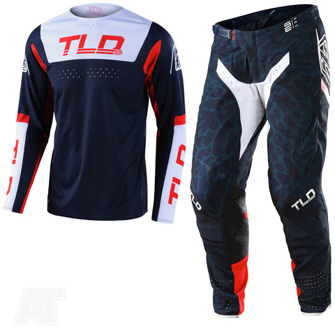 Troy Lee Designs SE Pro Fractura Navy / Red Kit Combo