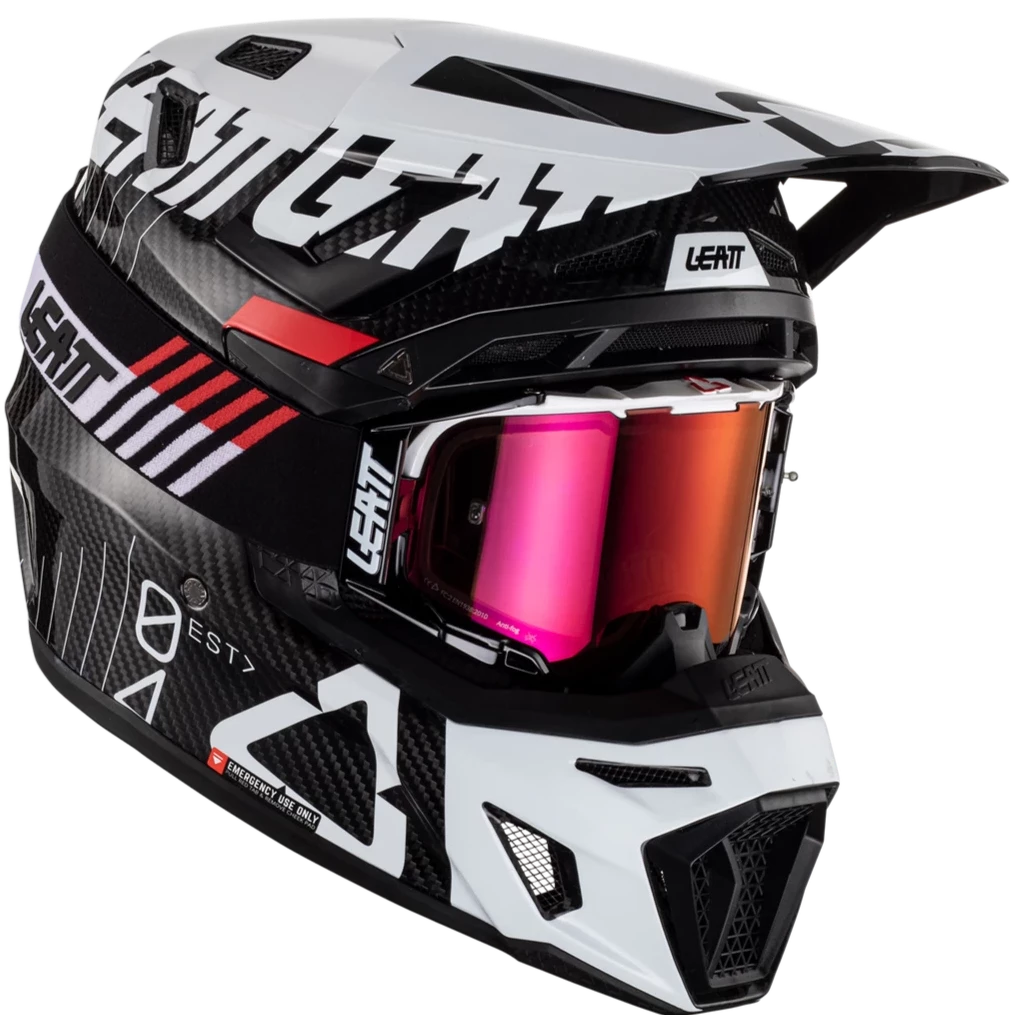 Leatt Carbon White Helmet Goggles – AT Motocross