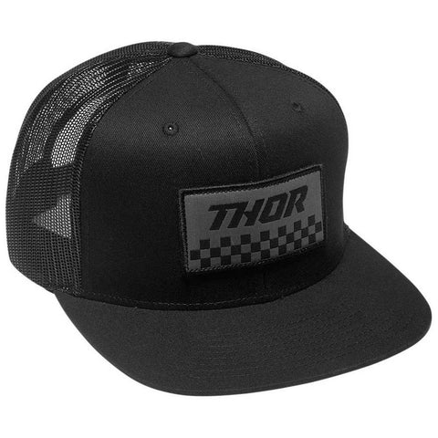 Thor Checkers Trucker Snapback Flat Hat Black Charcoal
